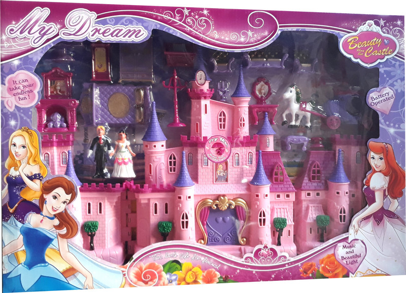 krivan Battery Operated My Dream Beauty Castle Play set Music and Beautiful Lights, barbie house, doll house Multi Toy (Multicolor)(Multicolor)