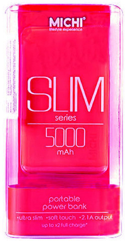 MICHI 5000 Power Bank (5000MAH, PORTABLE ULTRA SLIM LITHIUM POLYMER (PINK))(Pink, Lithium Polymer)