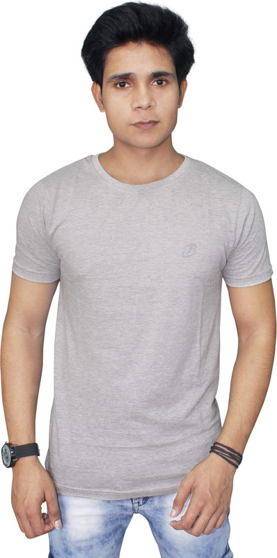 jigarzee Solid Men Round Neck Grey T-Shirt
