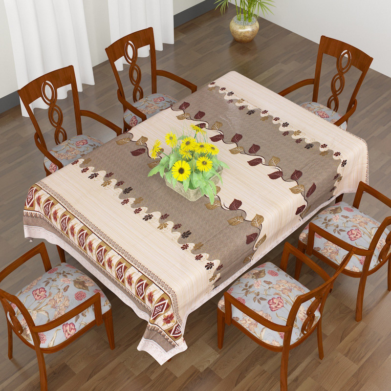 casa furnishing Floral 6 Seater Table Cover(Multicolor, Vinyl)