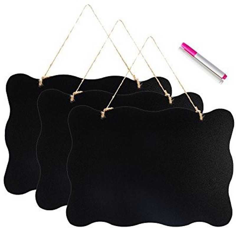 officematters 10x14 inch Double Sided Hanging Chalkboard Signs, Vintage Erasable Message Board with Hanging String for Wedding Kitchen Party,