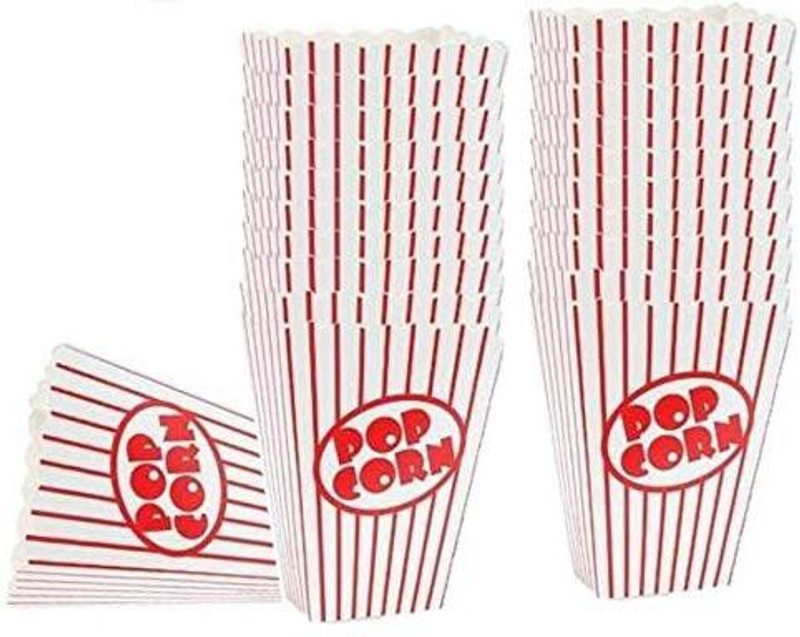 kedudes Movie Theater Small Popcorn Boxes - Paper Popcorn Boxes Striped Red and White - Great for Movie Night or Movie Party Theme, Thea