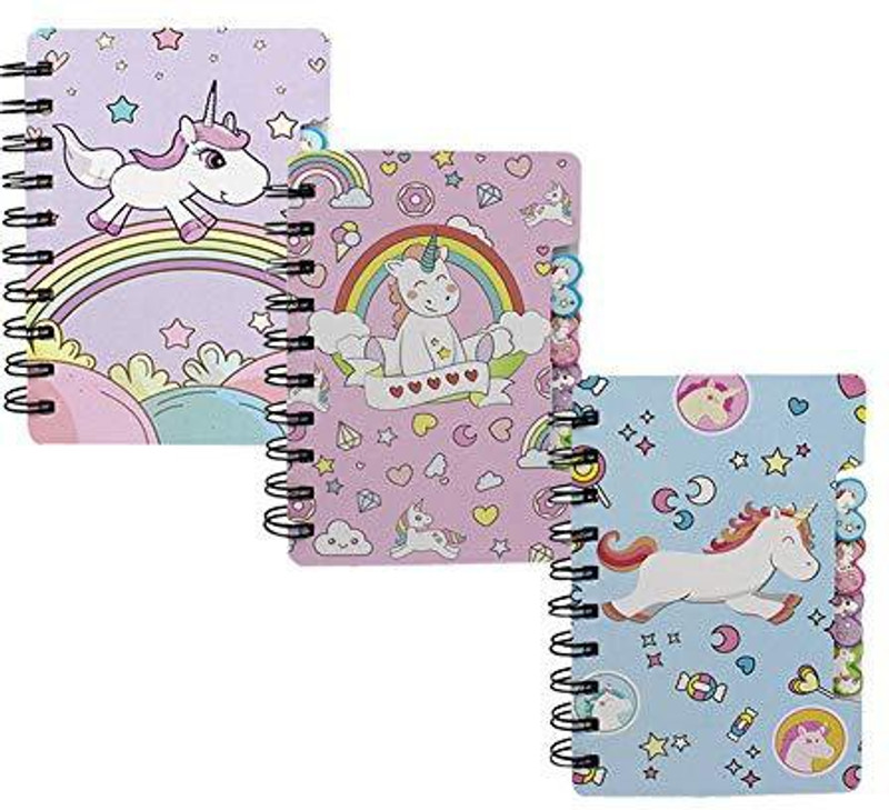 leomoste Mini Spiral Notebook for Kids Girls Pocket Journal Memo Ruled Paper, 3 Cute Unicorn Designs, 5.5� x 3.5�