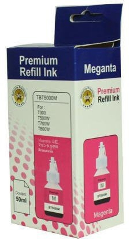 Printwell BT 5000M Magenta Ink Compatible for - Brother DCP T300, T500W, T700W, T800W Inkjet Printer - 50 ML Each Bottle (Pack of 4) Single Color Ink(Magenta)