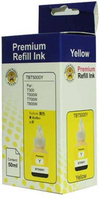 Printwell BT 5000Y Yellow Ink Compatible for - Brother DCP T300, T500W, T700W, T800W Inkjet Printer - 50 ML Each Bottle (Pack of 4) Single Color Ink(Yellow)