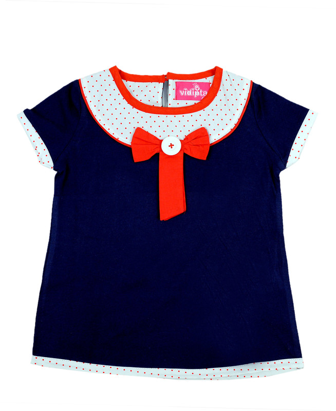vidipta Girls Cotton Blend Top(Dark Blue, Pack of 1)