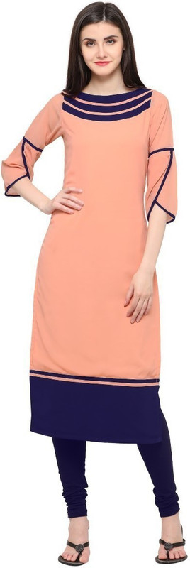 Shopping Queen Casual Solid Women Kurti(Pink)