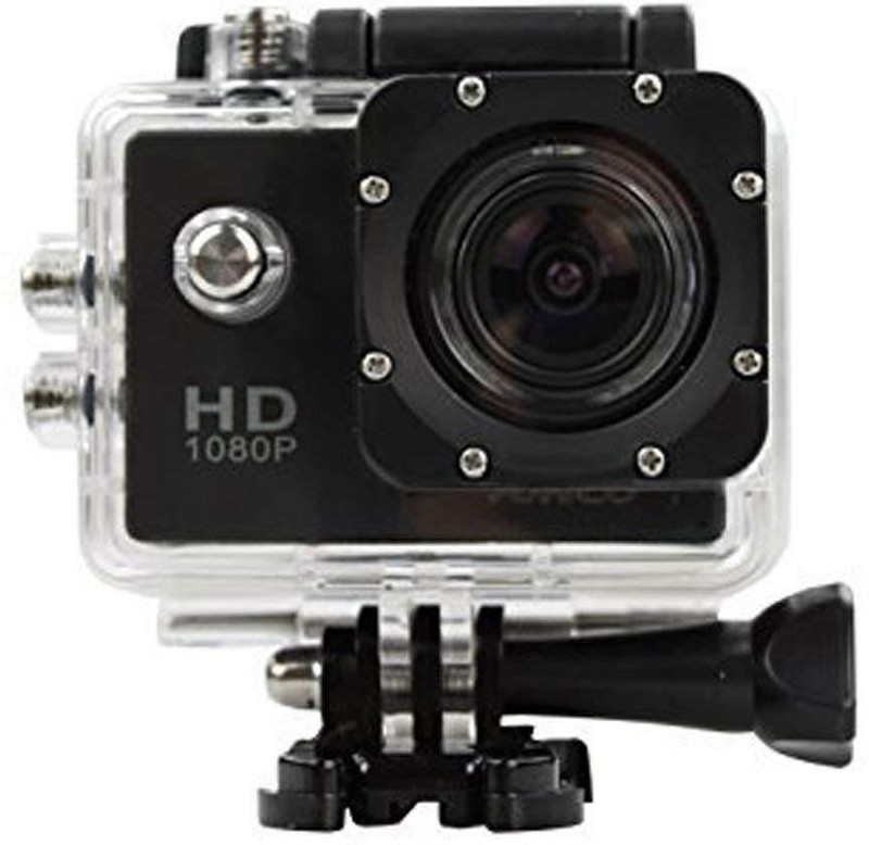 dirar 1080P action camera Full HD Waterproof Sports Action Micro SD Card Slot Video Camera with up to 30m 2-Inch LCD Super Wide Angle Lens 12MP for All Smartphones(Black) Sports and Action Camera(Black, 1080 MP)