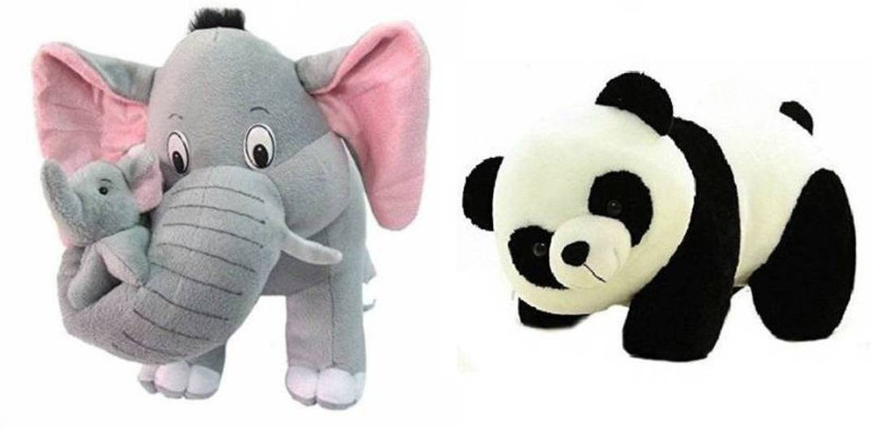 shah brothers enterprises Toy Giant Plush Kids Animal Panda|ELEPHANT| Teddy Bear/Gift Birthday Toy (GREY, Black/White)  - 26 cm(Black)