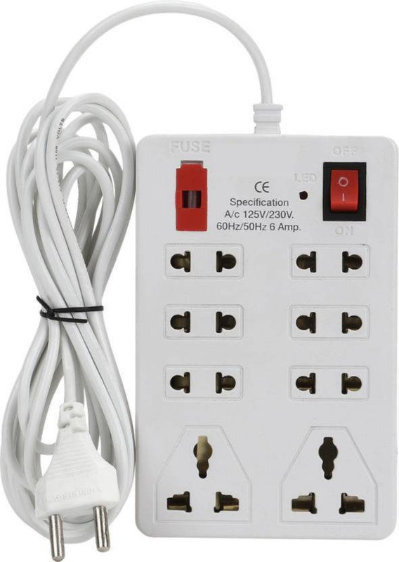 SIDHIVINAYAK ENTERPRISES Prime 8 Socket Extension Boards(White, 3 m)