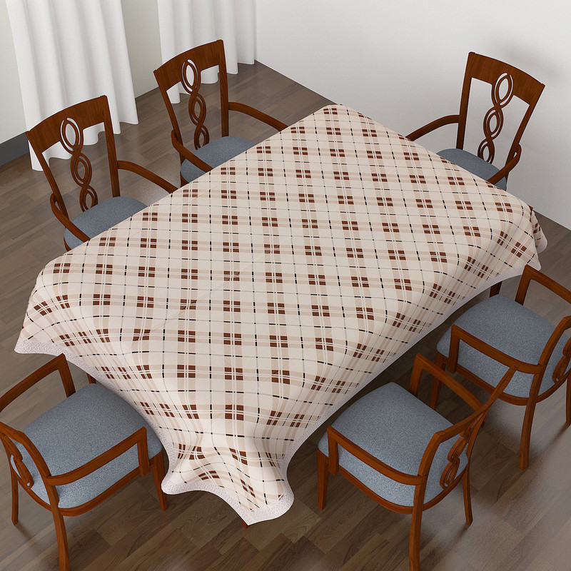 casa furnishing Printed 6 Seater Table Cover(Cream, Vinyl)