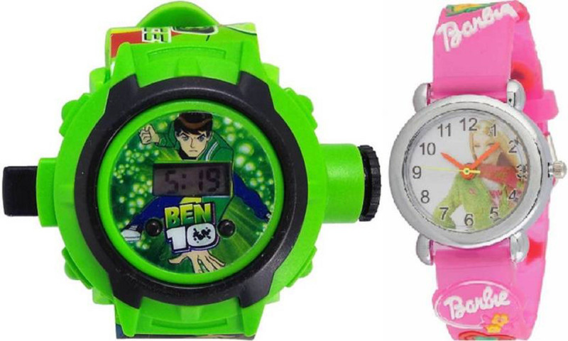 perfectretail new combo ben 10 24 photo +pink barbie analogue latest combo for kids with the best deal and fast selling Analog-Digital Watch  - For Boys & Girls