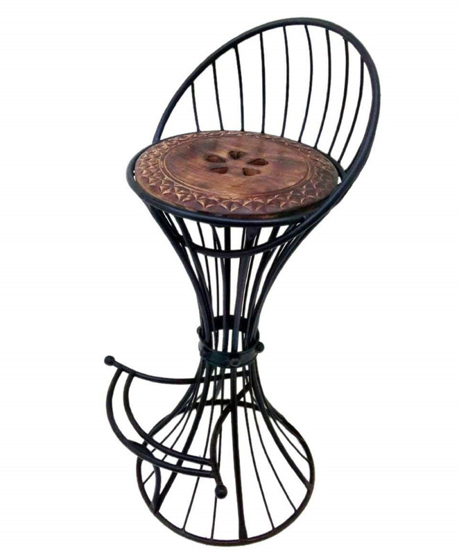 sk handicrafts Solid Wood Bar Chair(Finish Color - brown)
