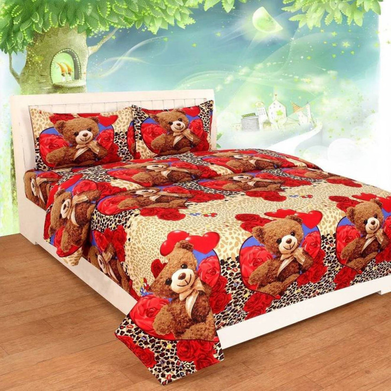 darkroom production 240 TC Cotton Double Cartoon Bedsheet(Pack of 1, Multicolor)