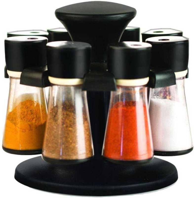 skyfly Black Spice Rack Set Of 8 Plastic Kitchen Rack (Black) 1 Piece Spice Set(Plastic)