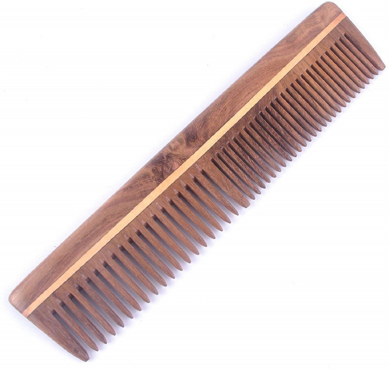 sk handicrafts Neem Wood Wide Tooth Comb, (Light Brown,