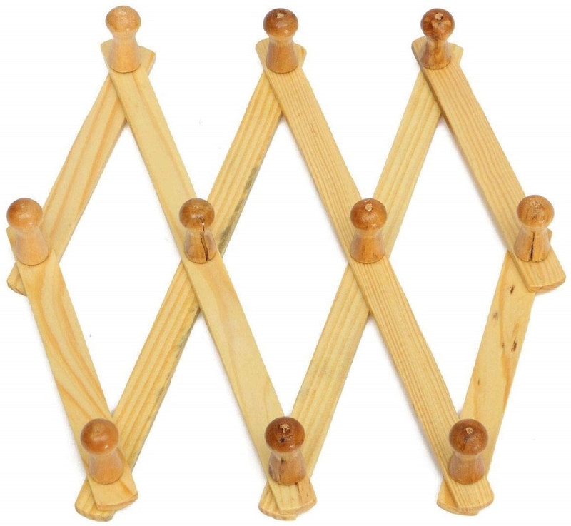 sk handicrafts 10 - Pronged Hook Rail(Brown Pack of 1)