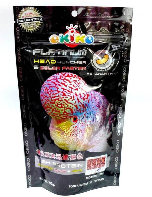 okiko OKIKO Platinum Head Huncher 100g Flower horn Fish Food . ( Original Product ) Fish 100 g Dry Fish Food
