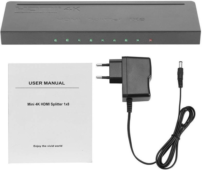 aplink MINI HDMI Splitter 1 x 8 HDMI Splitter 1 in 8 Out Media Streaming Device(Grey)