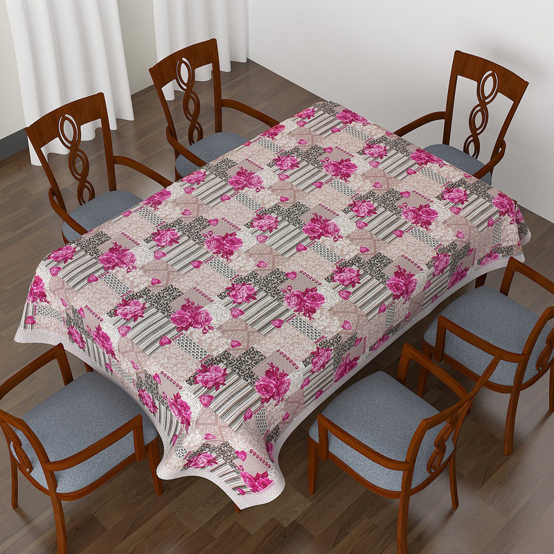 casa furnishing Floral 6 Seater Table Cover(Multicolor, Vinyl)