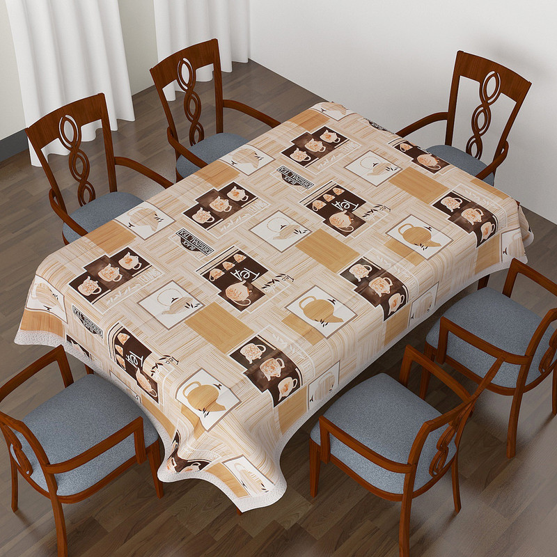 casa furnishing Printed 6 Seater Table Cover(Fourn, Vinyl)