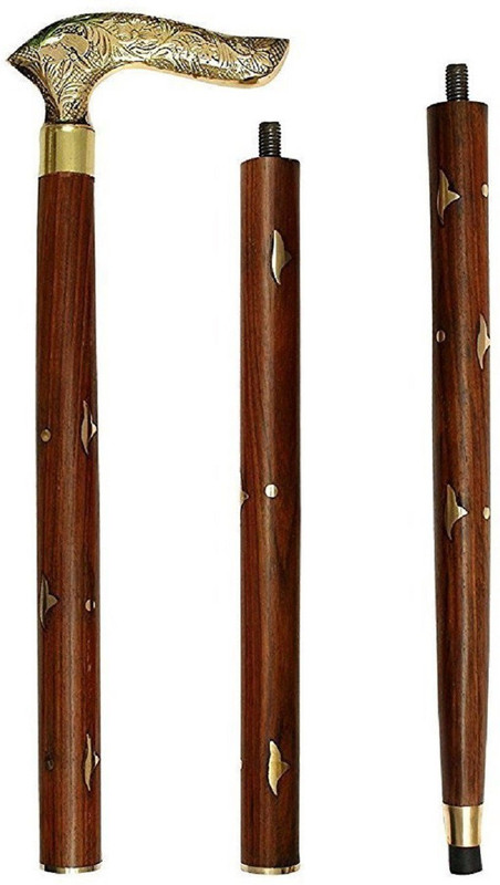 sk handicrafts Handmade Wooden Folding Walking Stick 36 inches - Handcrafted Walking Cane with Brass Handle - Gifts Ideas best wooden product Walking Stick