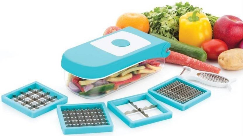 radhey ganesh 7 In 1 Quick Vegetable Cutter, with 4 cutting blades & 2 In 1 Peeler Vegetable & Fruit Chopper(1 Chopper With 4 Cutting Blades & 2 In 1 Peeler)