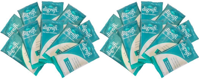 dignifi Wipes with Aloe Vera & Olive Oil for complete bath for bedridden patients.(Pack of 20)(Pack of 60)