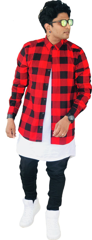 wink robo Men & Women Checkered Casual Red Shirt