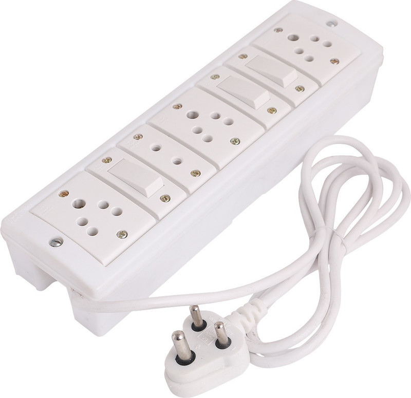 Shri Krishna Bahul power strip extension multi outlet board power link with Anchor Switches 4 Socket Surge Protector(White)