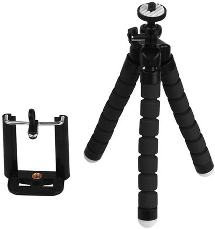 BUY GENUINE Universal Velvet Finish Flexible Style Tripod for Camera, DSLR, Smartphones with Universal Mobile Mount Adapter & Screw Tripod(Black, Supports Up to 1000)
