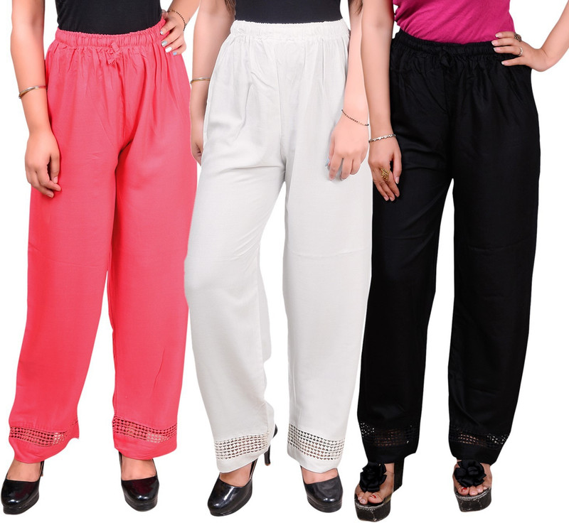 stylebutik Regular Fit Women Pink, White, Black Trousers