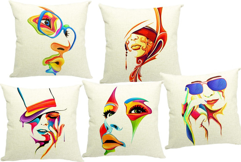 manmnabhav Printed Cushions Cover(Pack of 5, 41*41, Lavender)