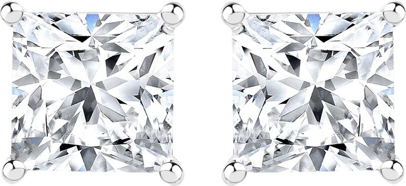 ijuels Princess Solitaire Collection Cubic Zirconia Sterling Silver Stud Earring