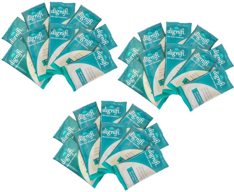 dignifi Bath Wipes with Aloe Vera & Olive Oil for complete bath for bedridden patients (Pack of 30)(Pack of 90)