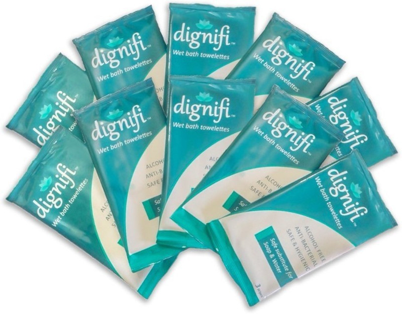 dignifi Wipes with Aloe Vera & Olive Oil for complete bath for bedridden patients.(Pack of 15)(Pack of 45)