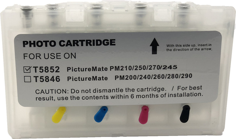 UV T5852 EMPTY REFILLABLE CARTRIDGE WITH AUTO RESET CHIP (ARC) FOR USE WITH PM215/235/245 Multi Color Ink Cartridge(Magenta, Cyan, Black, Yellow) UV T5852 EMPTY REFILLABLE CARTRIDGE WITH AUTO RESET CHIP (ARC) FOR USE WITH PM215/235/245 Multi Color Ink Cartridge(Magenta, Cyan, Black, Yellow)