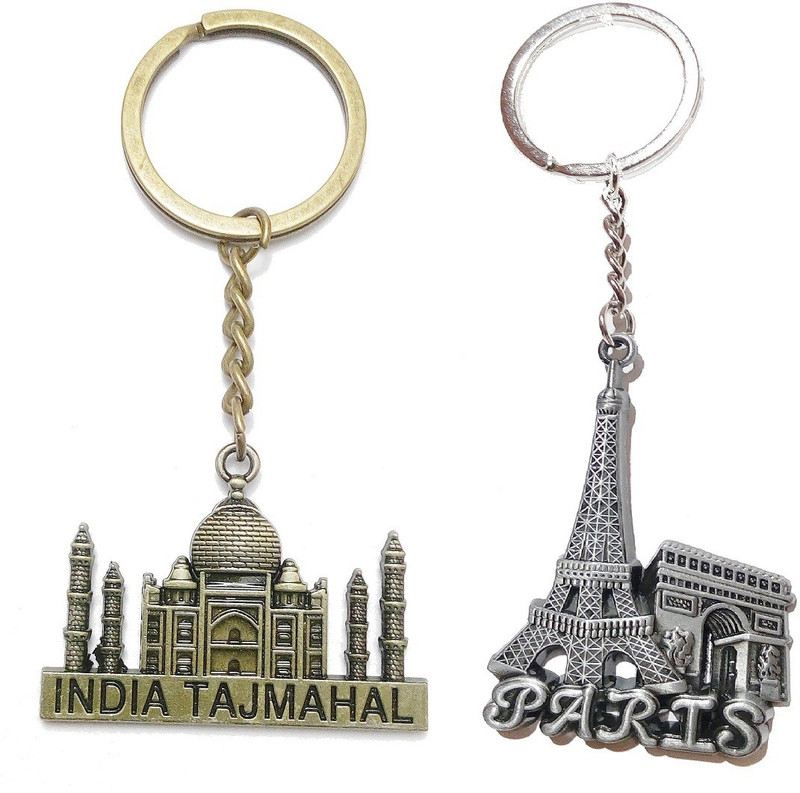kd collections Souvenir Metal Taj Mahal India Keychain & Paris Eiffel Tower Keychain COMBO Key Chain