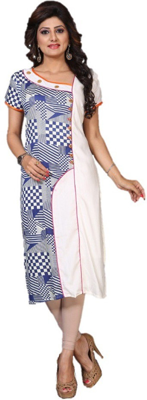 bobby Casual Printed Women Kurti(White)