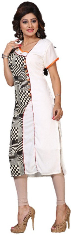 bobby Casual Printed Women Kurti(White)