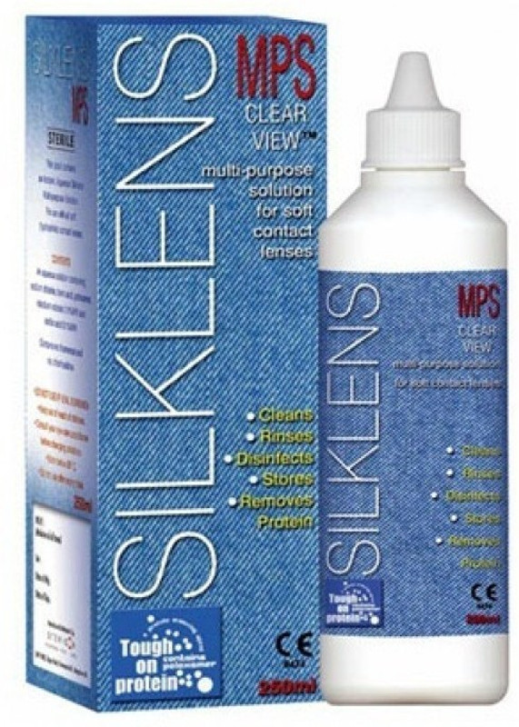 silklens Lens solution Mps This pack contains an lsotonic Aqueous Silcklens Mps clear view plus solution. For use with all soft (hydrophobic)Contact lenses.(360 ml) silklens Lens solution Mps This pack contains an lsotonic Aqueous Silcklens Mps clear view plus solution. For use with all soft (hydrophobic)Contact lenses.(360 ml)