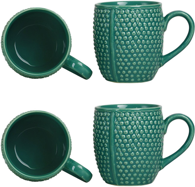 ccaffeine Coffee Ceramic/Stoneware in Seagreen Bubble (Set of 4) Handmade By Caffeine Ceramic Mug(30 ml, Pack of 4)