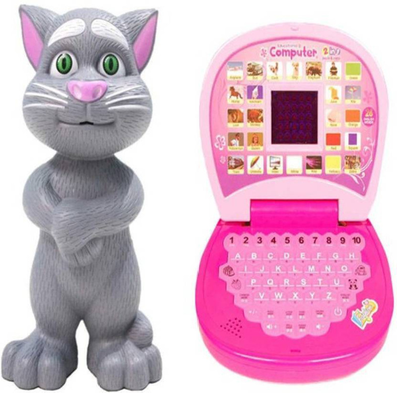 mishra trader combo 01 talking tom cat with kids laptop(Multicolor)