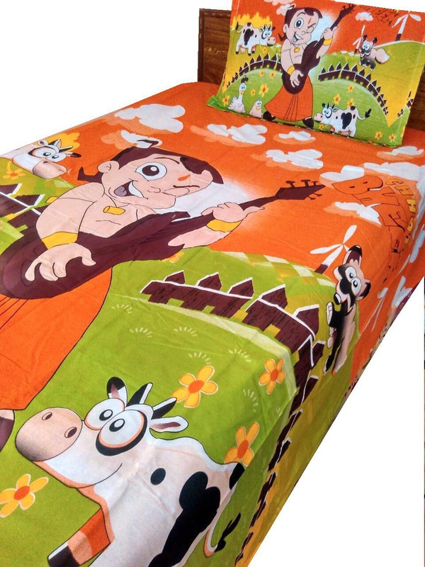 vghome 180 TC Cotton Single Cartoon Bedsheet(Pack of 1, Multicolor)
