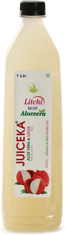 Juiceka Litchi Fruit Drink With Alovera Pulp 1 LTR ML Pack Of 4 Bottles(4 x 1000 ml)
