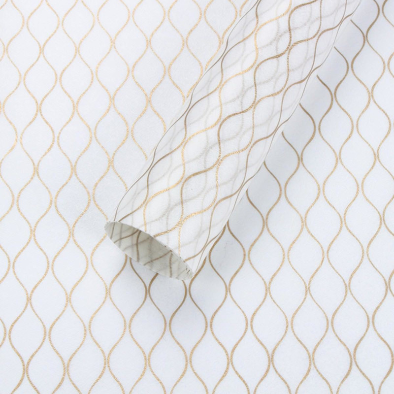 Paper Pep Curved Lines Cream Designed Wrapping Paper, Size:LB(inch)- 23x23 NA Fiber Gift Wrapper(Gold)