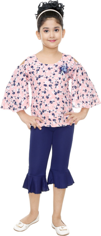 yashvi trends Girls Party(Festive) Top Capri(Pink)