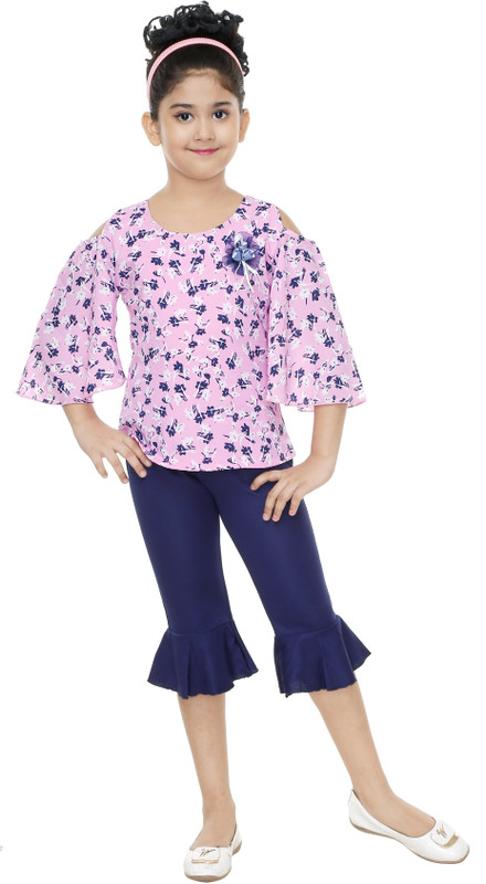 yashvi trends Girls Party(Festive) Top Capri(Pink)