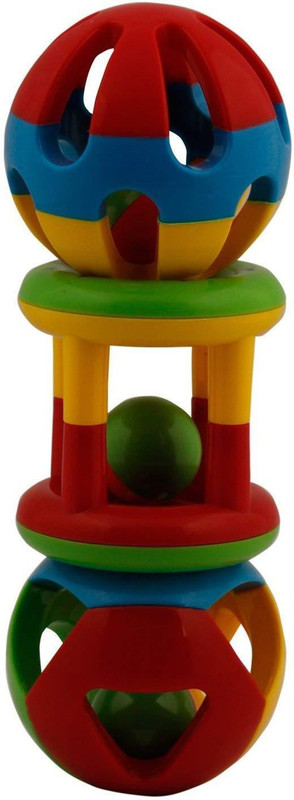mag creation Rattle Toys Colourful Shaking Bell Developmental Rolling Balls Newborn Handbells Infant Gift (3 PCS)(Red, Yellow)