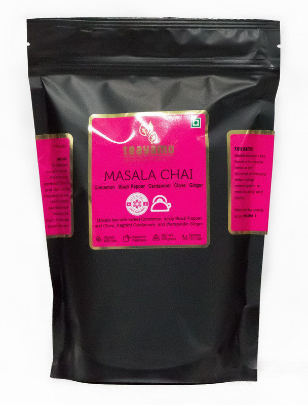 teayamo Indian Authentic Masala Cardamom, Ginger, Black Pepper, Cinnamon, Cloves Masala Tea Pouch(250 g)